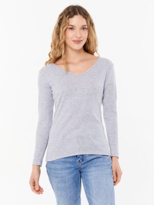 Remera para mujer RIBB escote V manga larga