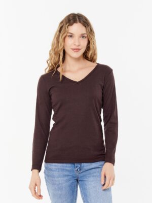 Remera para mujer RIBB escote V manga larga