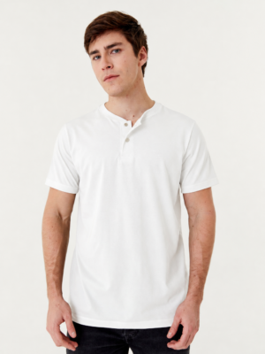Remera con Cuello Mao y Botones