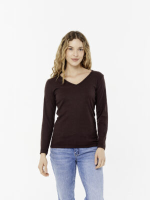 Remera para mujer RIBB escote V manga larga